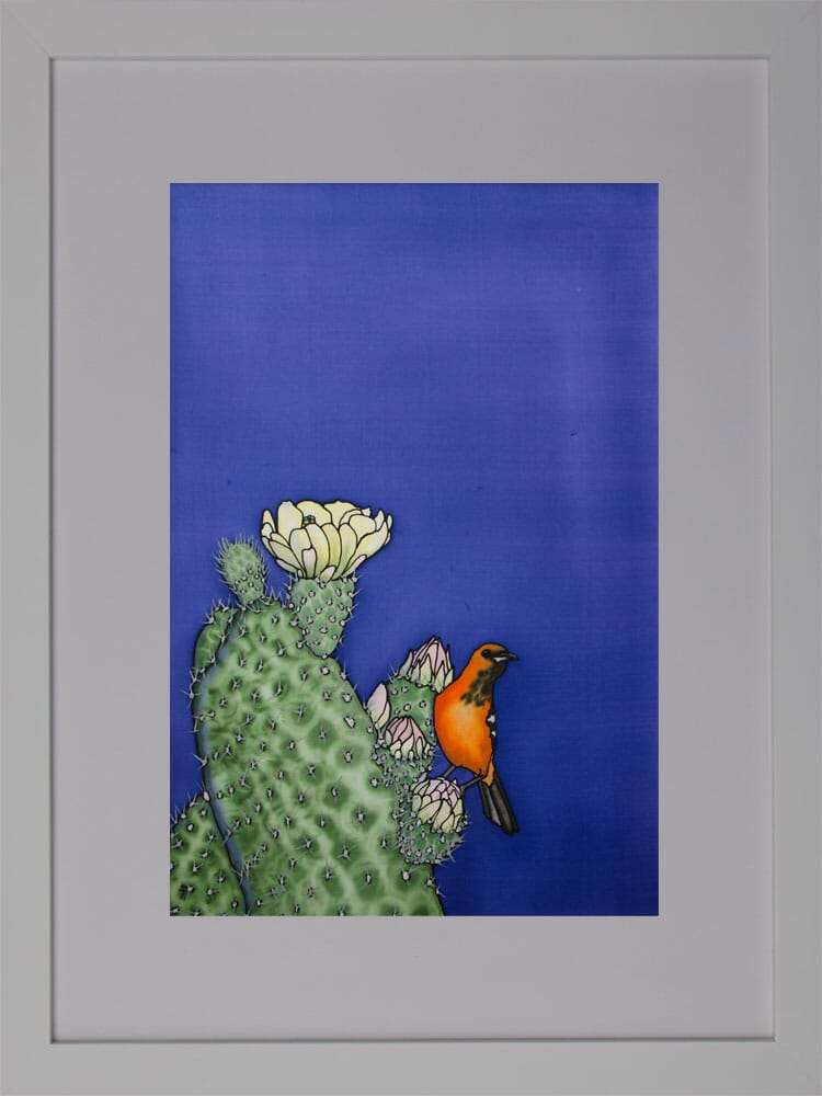A Prickly Perch - Orange Oriole and Cactus